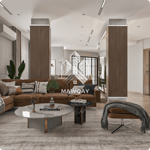 "تصميم معماري حديث لفيلا سكنية في القاهرة، يوضح جمال التفاصيل."